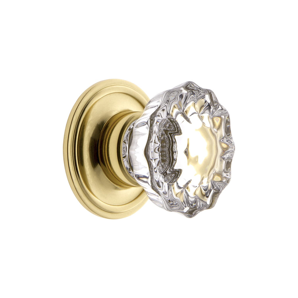 Versailles Crystal 1-3/8" Cabinet Knob with Georgetown Rosette in Polished Brass