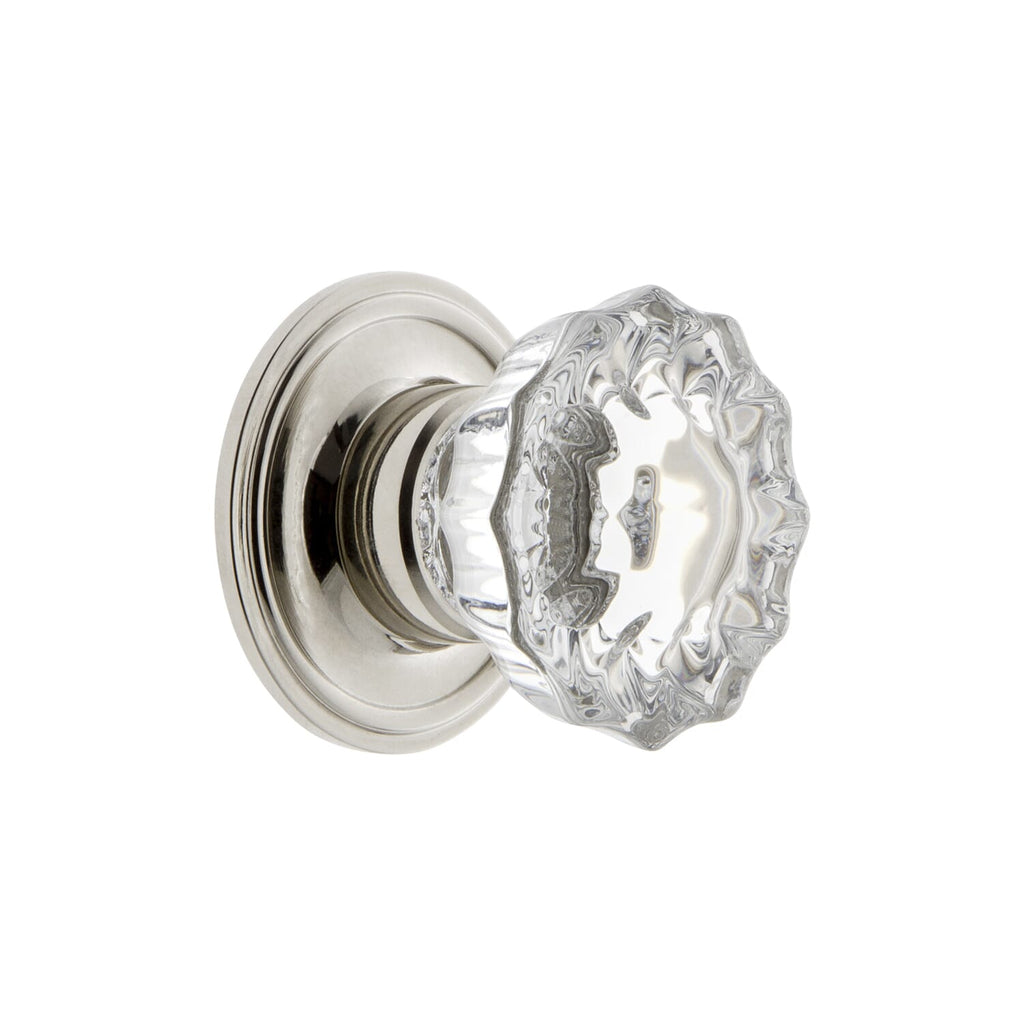 Versailles Crystal 1-3/8" Cabinet Knob with Georgetown Rosette in Polished Nickel