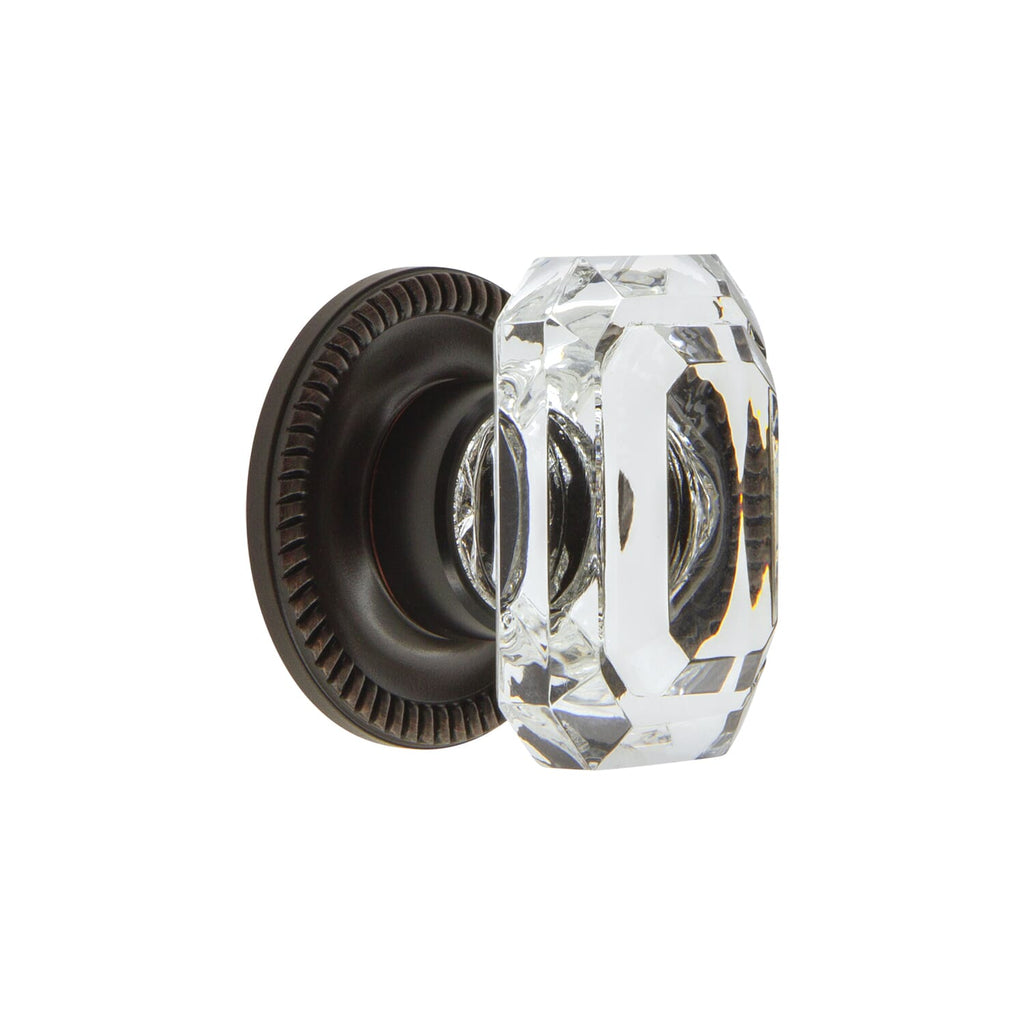 Baguette Clear Crystal 1-9/16" Cabinet Knob with Newport Rosette in Timeless Bronze