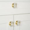 Baguette Clear Crystal 1-3/4" Cabinet Knob with Newport Rosette in Polished Brass