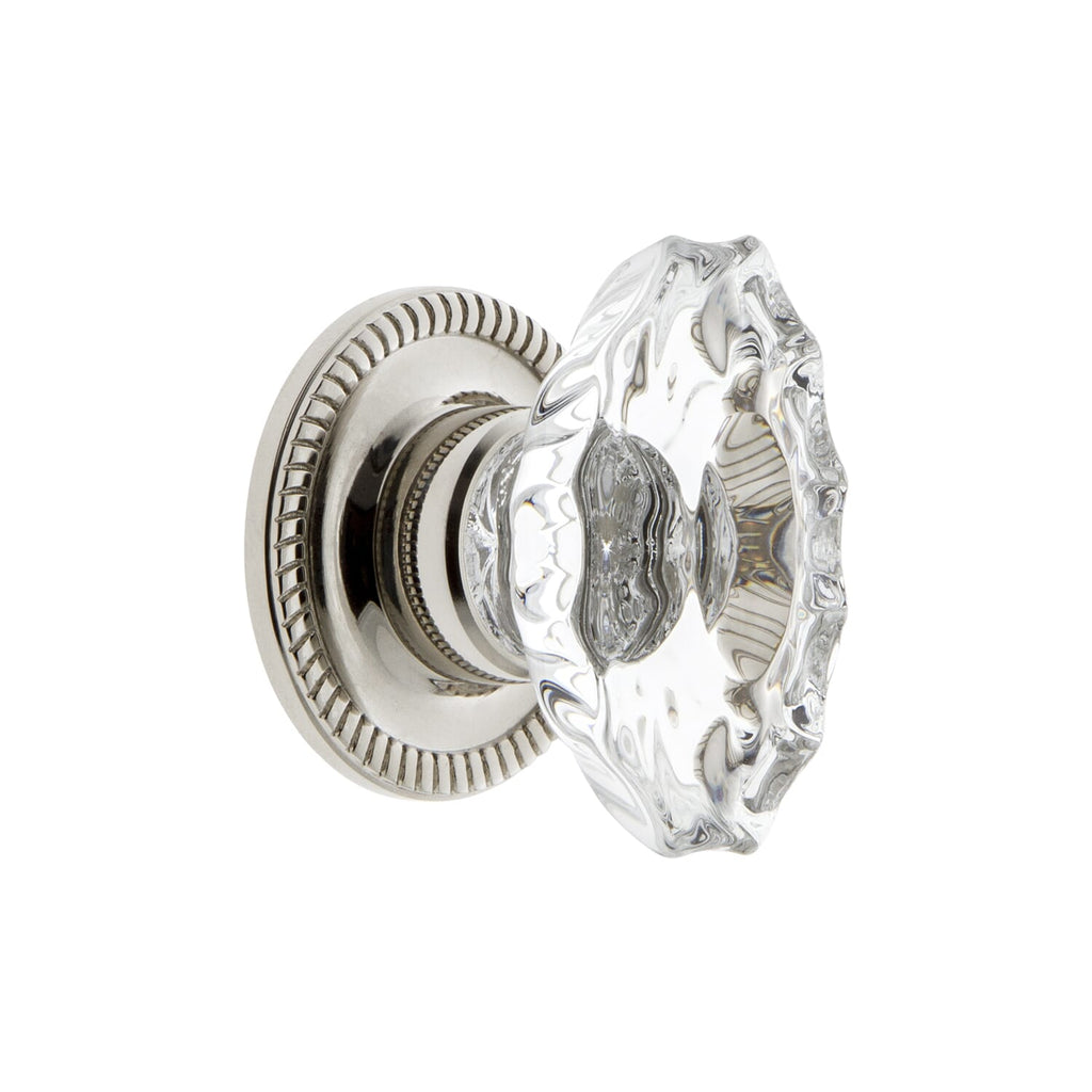 Biarritz Crystal 1-3/4" Cabinet Knob with Newport Rosette in Polished Nickel