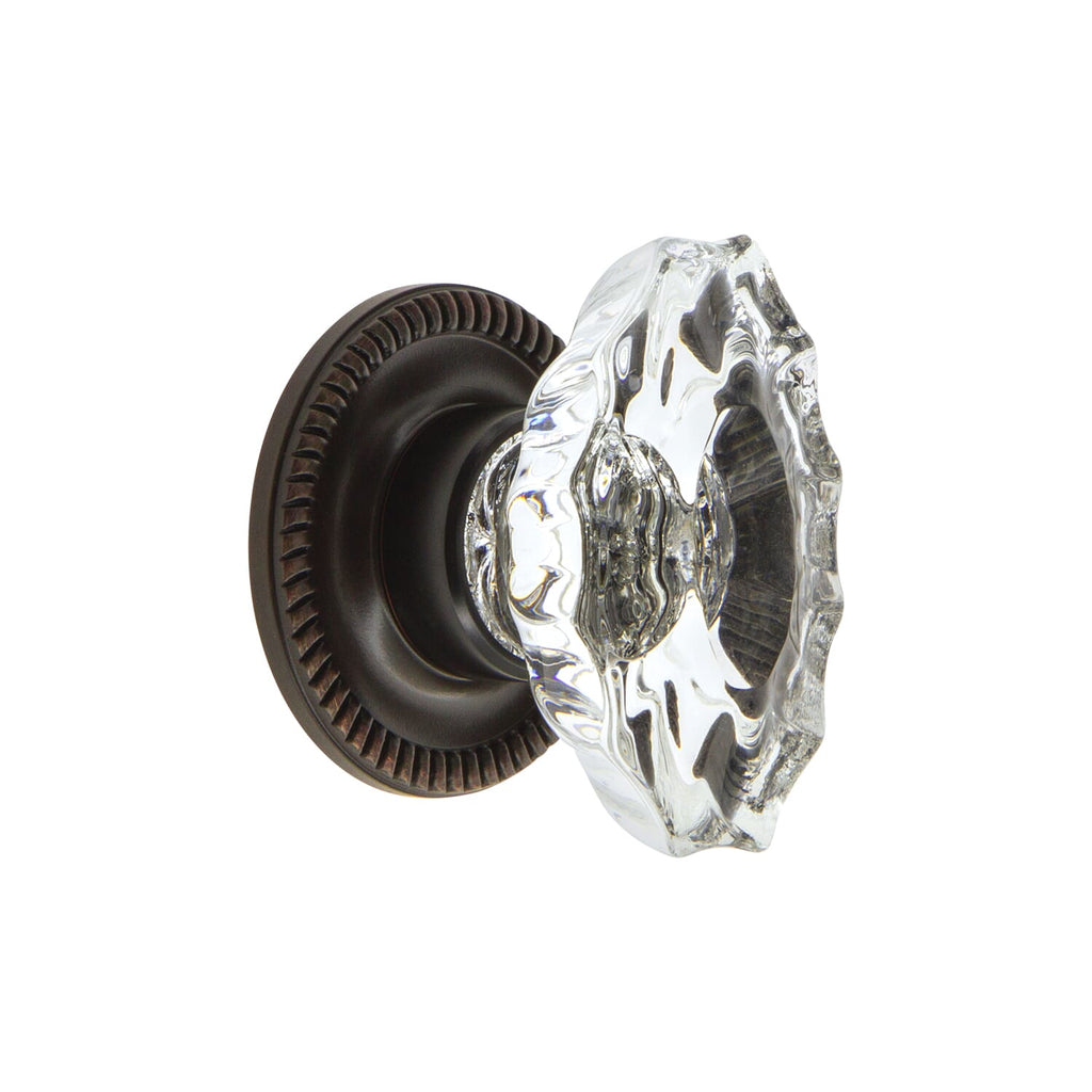 Biarritz Crystal 1-3/4" Cabinet Knob with Newport Rosette in Timeless Bronze