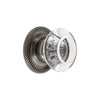 Bordeaux Crystal 1-3/8" Cabinet Knob with Newport Rosette in Antique Pewter