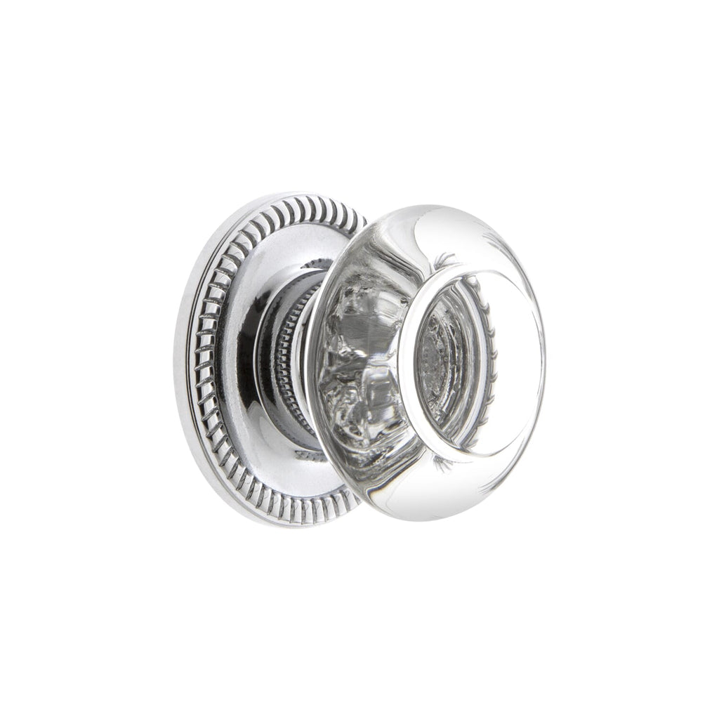 Bordeaux Crystal 1-3/8" Cabinet Knob with Newport Rosette in Bright Chrome