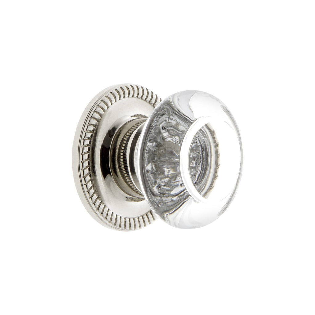 Bordeaux Crystal 1-3/8" Cabinet Knob with Newport Rosette in Polished Nickel