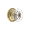 Bordeaux Crystal 1-3/8" Cabinet Knob with Newport Rosette in Satin Brass