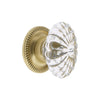 Burgundy Crystal 1-3/4" Cabinet Knob with Newport Rosette in Satin Brass