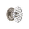 Burgundy Crystal 1-3/4" Cabinet Knob with Newport Rosette in Satin Nickel