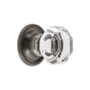 Chambord Crystal 1-3/8" Cabinet Knob with Newport Rosette in Antique Pewter