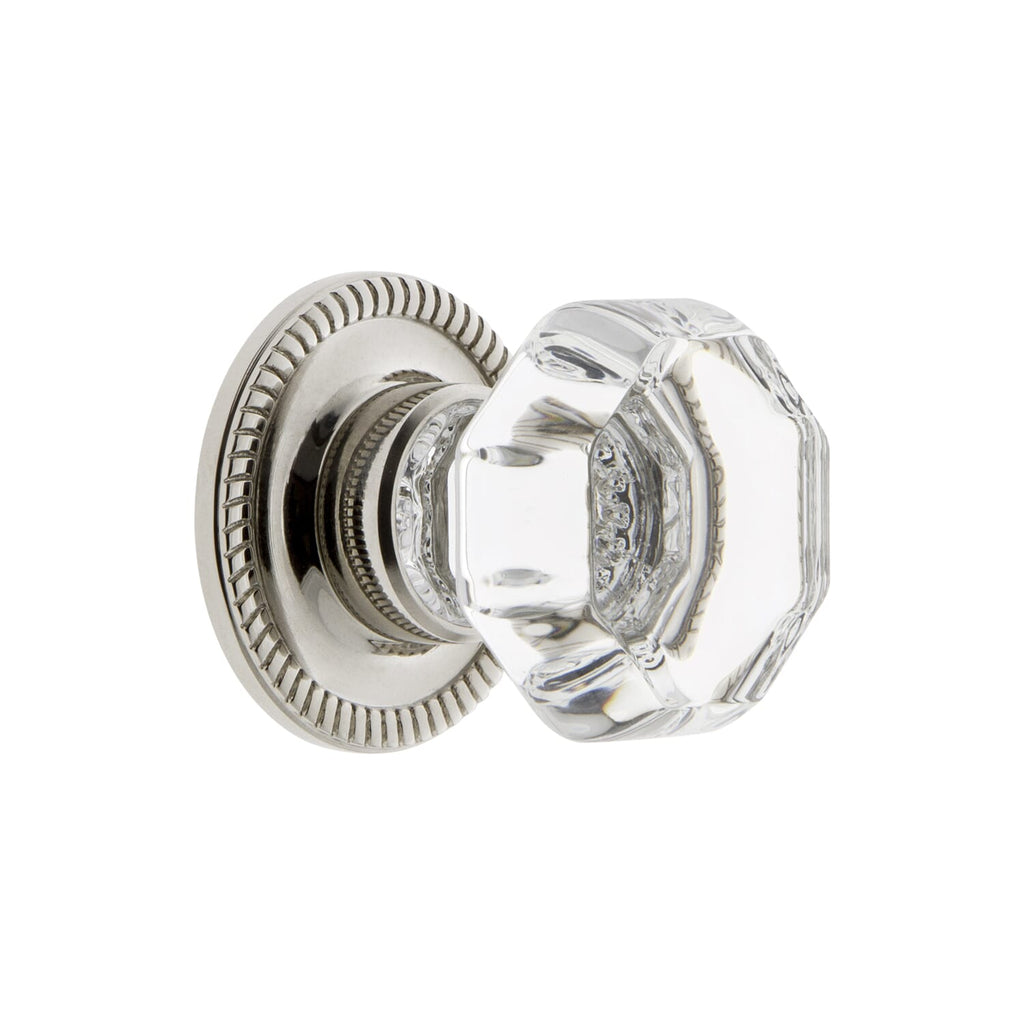 Chambord Crystal 1-3/8" Cabinet Knob with Newport Rosette in Polished Nickel