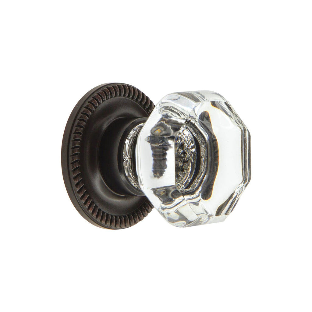 Chambord Crystal 1-3/8" Cabinet Knob with Newport Rosette in Timeless Bronze