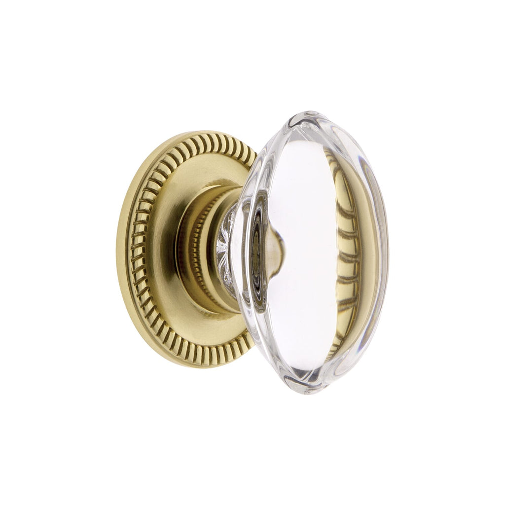 Provence Crystal 1-3/4" Cabinet Knob with Newport Rosette in Polished Brass