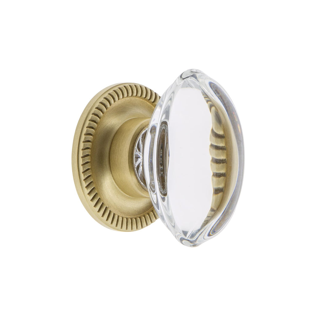 Provence Crystal 1-3/4" Cabinet Knob with Newport Rosette in Satin Brass