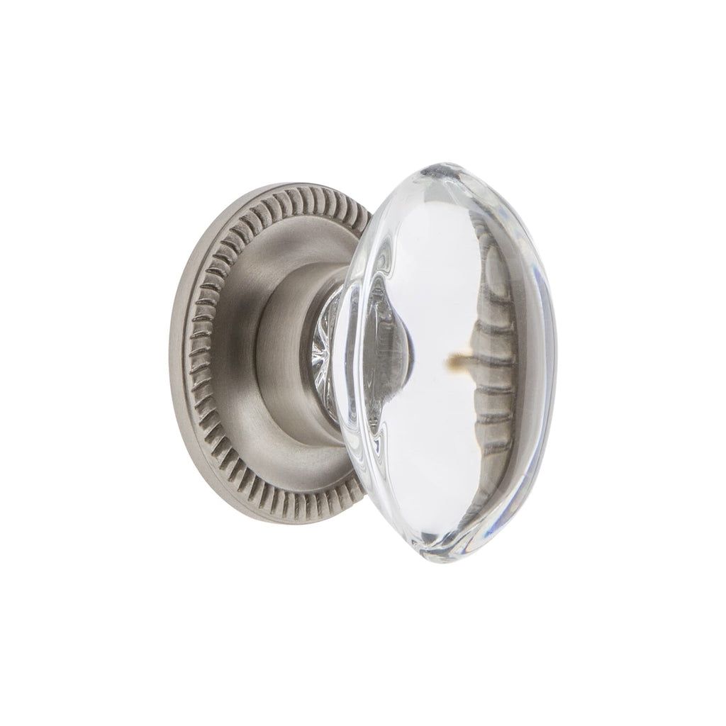 Provence Crystal 1-3/4" Cabinet Knob with Newport Rosette in Satin Nickel