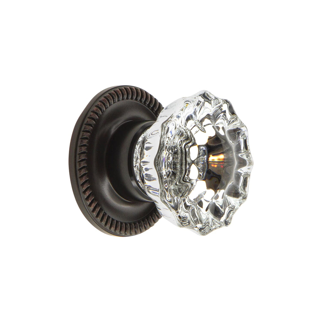 Versailles Crystal 1-3/8" Cabinet Knob with Newport Rosette in Timeless Bronze