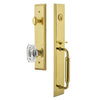 Fifth Avenue One-Piece Handleset with C Grip and Baguette Clear Crystal Knob in Lifetime Brass