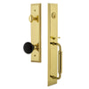 Grandeur Fifth Avenue One-Piece Handleset with C Grip and Coventry Knob in Lifetime Brass