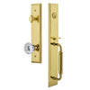 Fifth Avenue One-Piece Handleset with C Grip and Fontainebleau Knob in Lifetime Brass