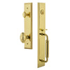 Fifth Avenue One-Piece Handleset with C Grip and Grande Victorian Knob in Lifetime Brass