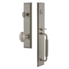 Fifth Avenue One-Piece Handleset with C Grip and Grande Victorian Knob in Satin Nickel