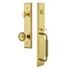 Fifth Avenue One-Piece Handleset with C Grip and Soleil Knob in Lifetime Brass