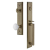 Fifth Avenue One-Piece Handleset with D Grip and Hyde Park Knob in Vintage Brass