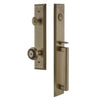 Fifth Avenue One-Piece Handleset with D Grip and Parthenon Knob in Vintage Brass