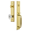 Fifth Avenue One-Piece Handleset with F Grip and Biarritz Knob in Lifetime Brass