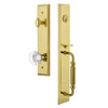 Fifth Avenue One-Piece Handleset with F Grip and Bordeaux Knob in Lifetime Brass