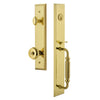 Fifth Avenue One-Piece Handleset with F Grip and Bouton Knob in Lifetime Brass