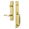 Fifth Avenue One-Piece Handleset with F Grip and Portofino Lever in Lifetime Brass