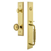 Fifth Avenue One-Piece Handleset with F Grip and Soleil Knob in Lifetime Brass