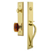 Fifth Avenue One-Piece Handleset with S Grip and Baguette Amber Knob in Lifetime Brass