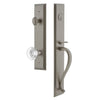 Fifth Avenue One-Piece Handleset with S Grip and Bordeaux Knob in Satin Nickel