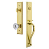 Fifth Avenue One-Piece Handleset with S Grip and Fontainebleau Knob in Lifetime Brass