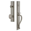 Fifth Avenue One-Piece Handleset with S Grip and Grande Victorian Knob in Satin Nickel