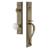 Fifth Avenue One-Piece Handleset with S Grip and Hyde Park Knob in Vintage Brass