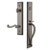 Fifth Avenue One-Piece Handleset with S Grip and Newport Lever in Antique Pewter