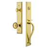 Fifth Avenue One-Piece Handleset with S Grip and Soleil Knob in Lifetime Brass