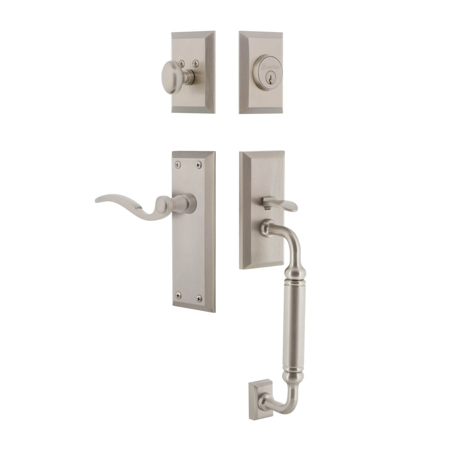 Fifth Avenue Tall Plate Entry Set with Bellagio Lever in Lifetime