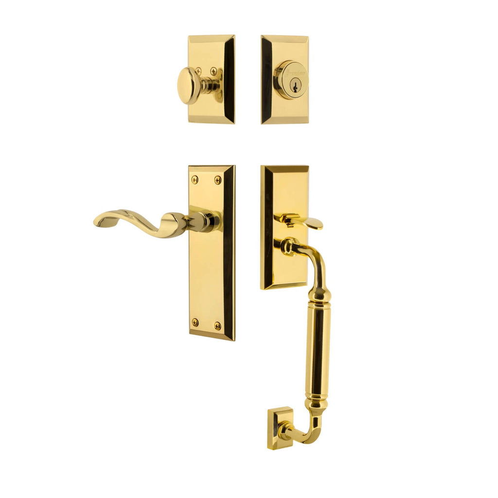 Fifth Avenue Plate C Grip Entry Set Portofino Lever in Lifetime Brass