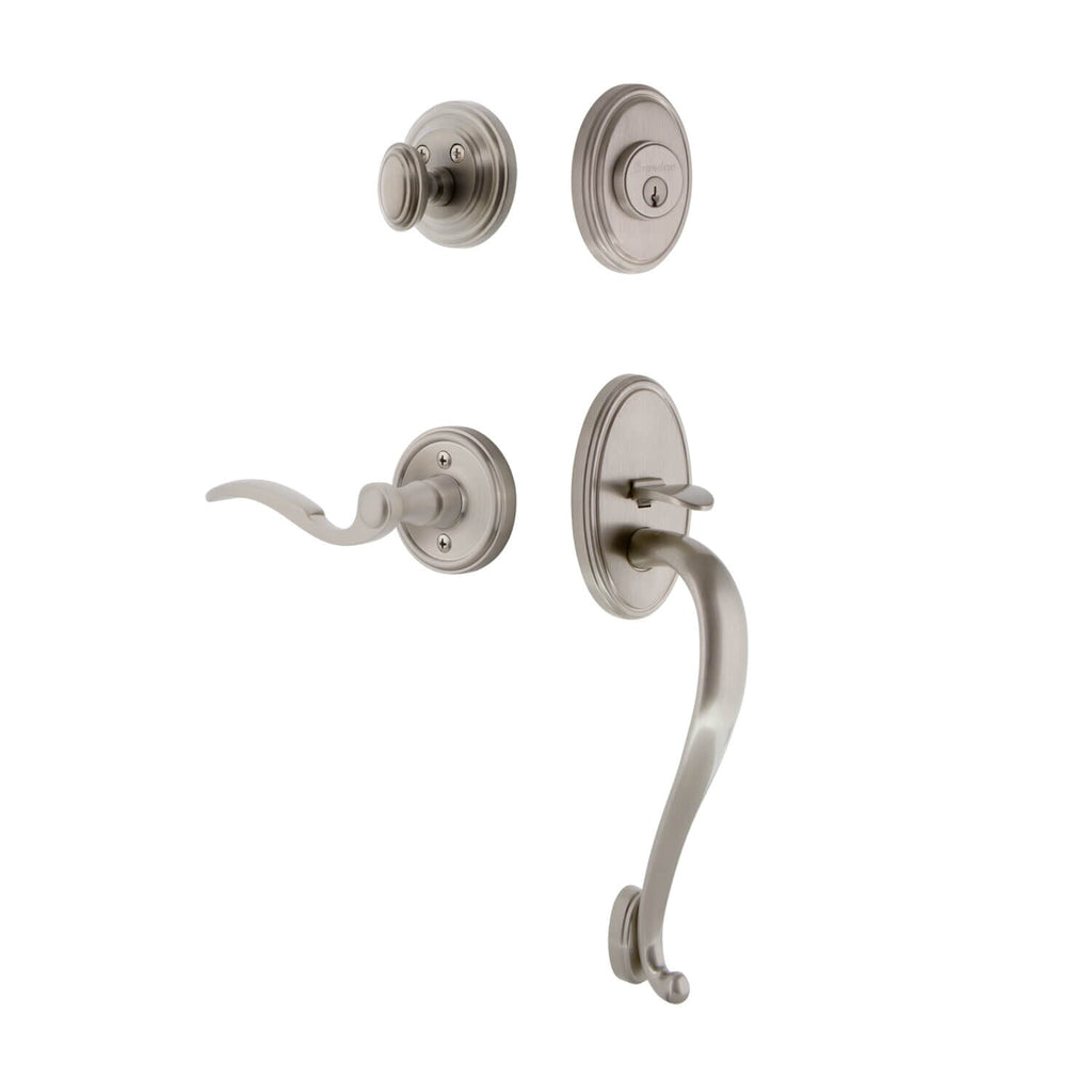 Georgetown Rosette S Grip Entry Set Bellagio Lever in Satin Nickel