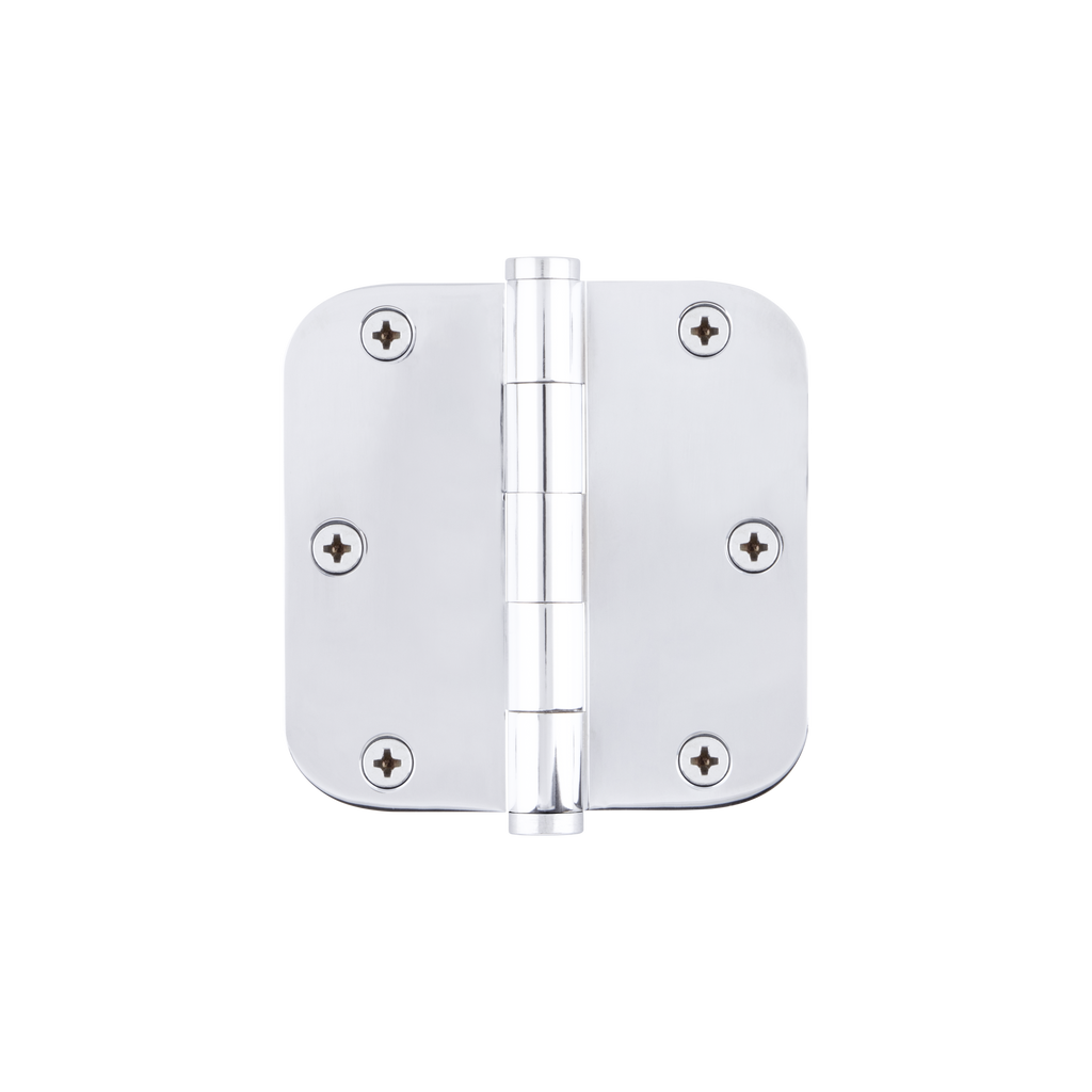 3.5" Button Tip Residential Hinge with 5/8" Radius Corners in Bright Chrome
