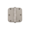 3.5" Button Tip Residential Hinge with 5/8" Radius Corners in Satin Nickel