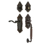 Grande Victorian Plate F Grip Entry Set Portofino Lever Knob in Timeless Bronze