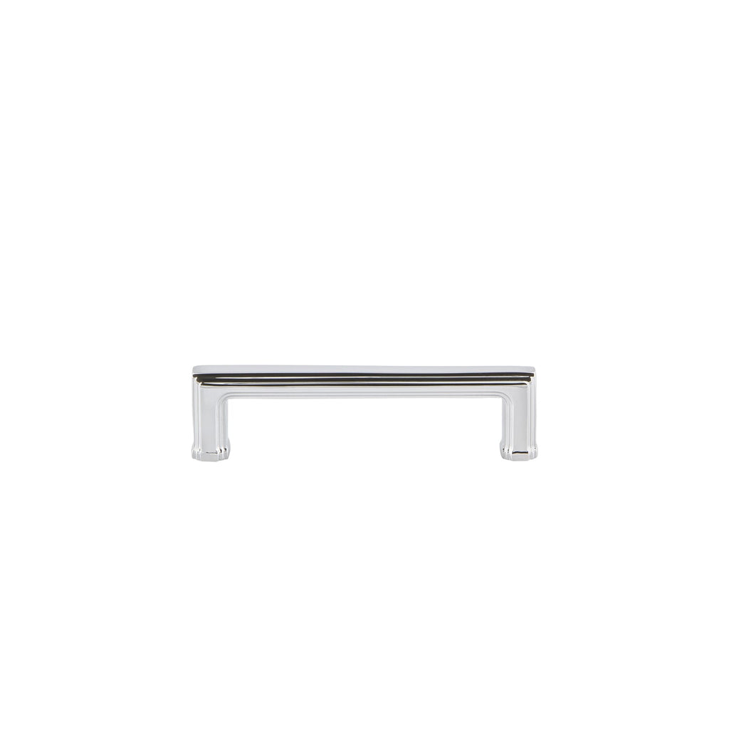 Carré 4" Brass Handle Pull on center in Bright Chrome