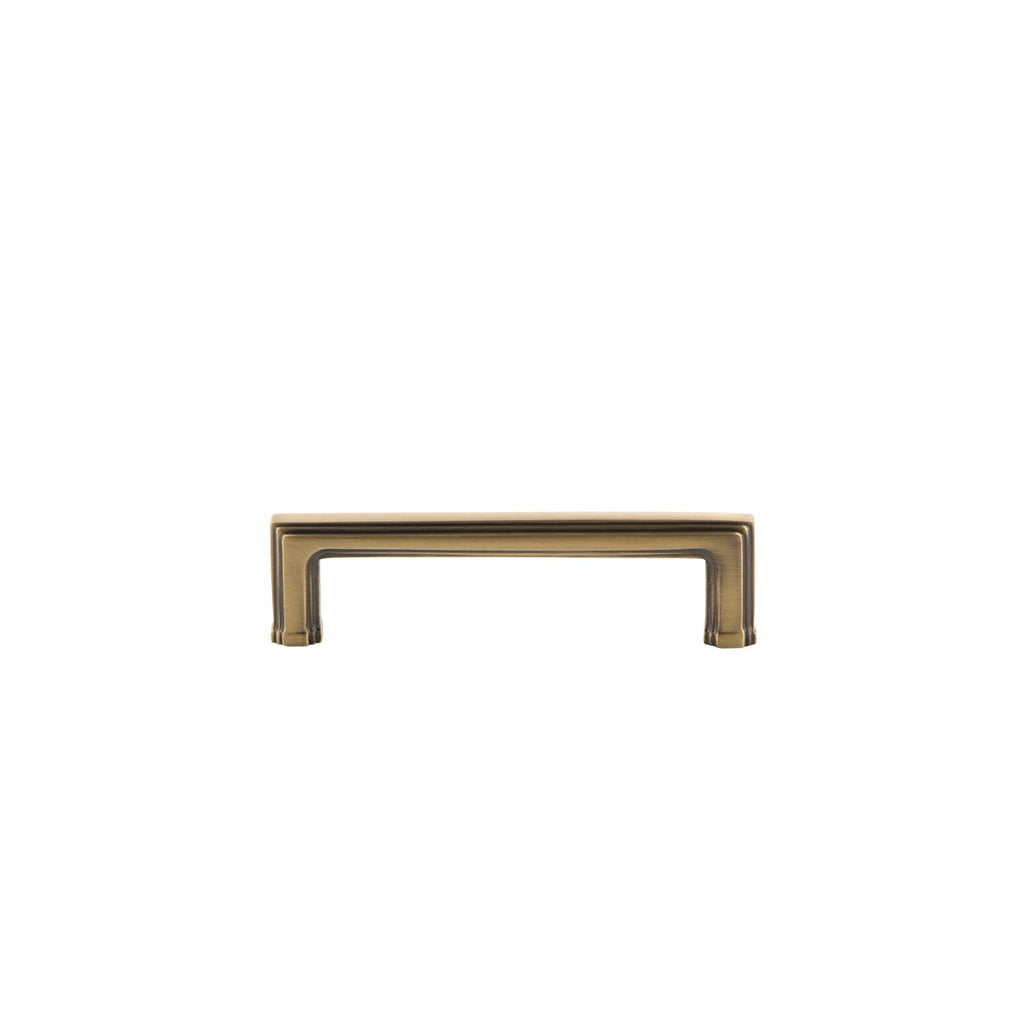 Carré 4" Brass Handle Pull on center in Vintage Brass