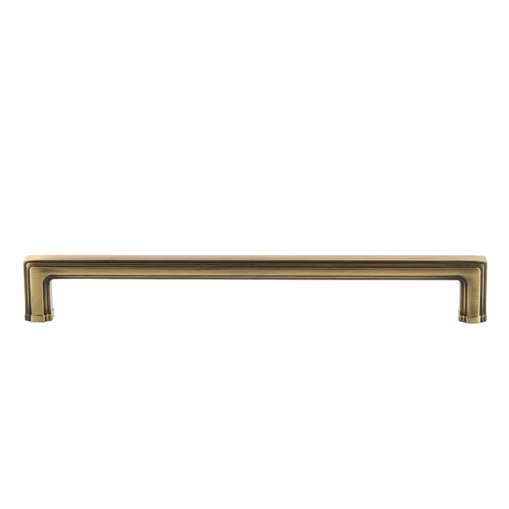 Carré 8" Brass Handle Pull on center in Vintage Brass