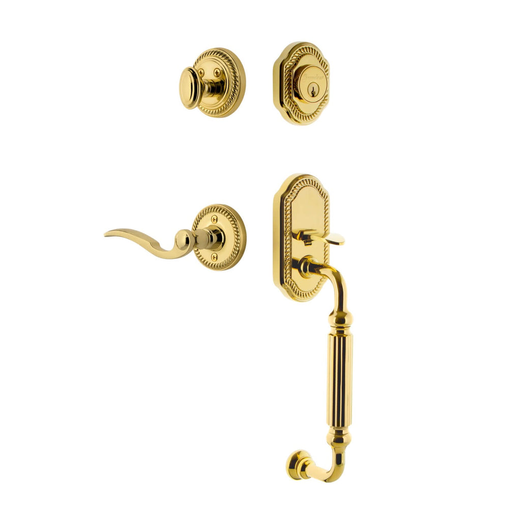 Newport Rosette F Grip Entry Set Bellagio Lever in Lifetime Brass