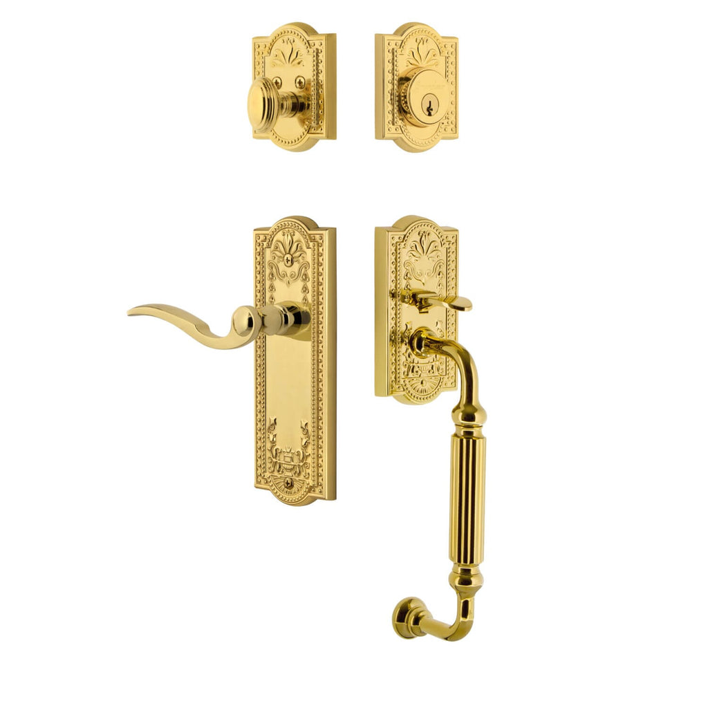 Parthenon Plate F Grip Entry Set Bellagio Lever in Lifetime Brass